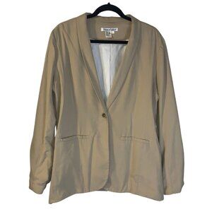 WinterSilks Women's Lightweight Silk Blazer Size L Beige 90s Neutral Career